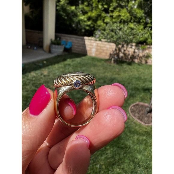 Vintage David Yurman 16mm Citrine/Tanzanite 14k yellow gold Ring - Picture 7 of 10